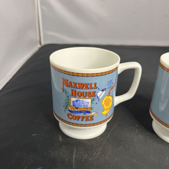 Vintage Maxwell House Pedestal Coffee Cups Mugs Good to the Last Drop - Set of 2 - Picture 2 of 7
